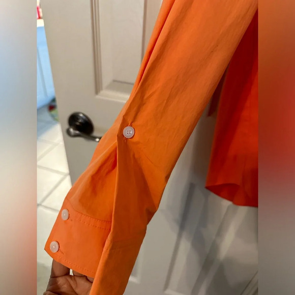 Derek Lam 10 Crosby coral two-tone long sleeve shirt with pleated detail nwt - Picture 8 of 10